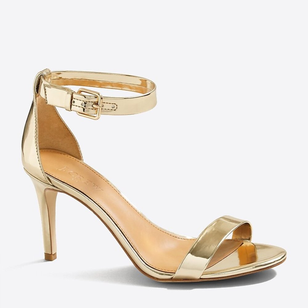 J Crew Gold Metallic high-heel sandals sz6